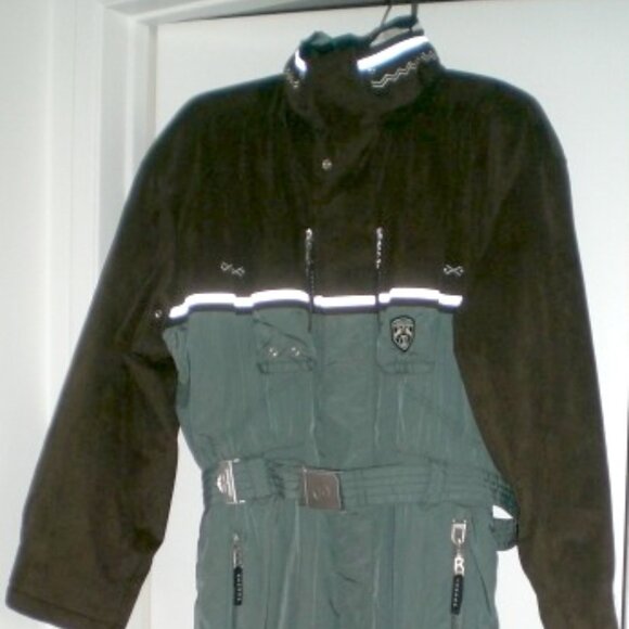 BOGNER SKI SUIT one piece hooded Thylmann southwest gray brown VINTAGE NEW 40